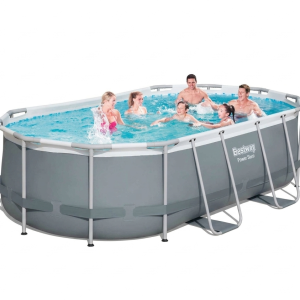 ფორმა: ოვალური წყლის დამცველი სარქველი: კი კომპლექტაცია: კარტრიჯული ფილტრი-ნასოსი (5678 ლ/ს) კარტრიჯი: III - A/C ( 58012); შესაკეთებელი მასალა კიბე ინსტრუქცია ქლორის ტაბლეტის კონტეინერი გადასაფარებელი ტენტი ფიზიკური პარამეტრები: მასალა: სამფენიანი PVC(პოლივინილქლორიდი) კარკასის მასალა: უჟანგავი ლითონი წონა: 71,5კგ