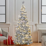 დასაკეცი ვინილის საახალწლო ნაძვის ხე მორთული/განათებით 150 სმ