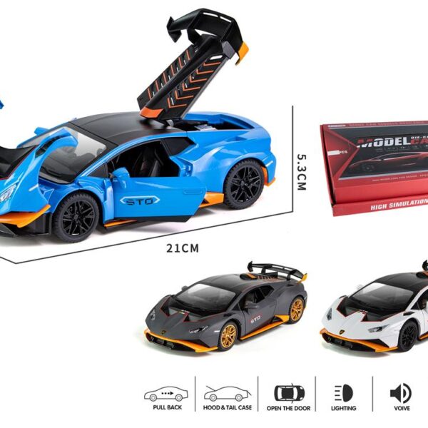 ავტომოდელი(რეპლიკა ) LAMBO HURACAN STO ხმოვანი და განათებით 1:24