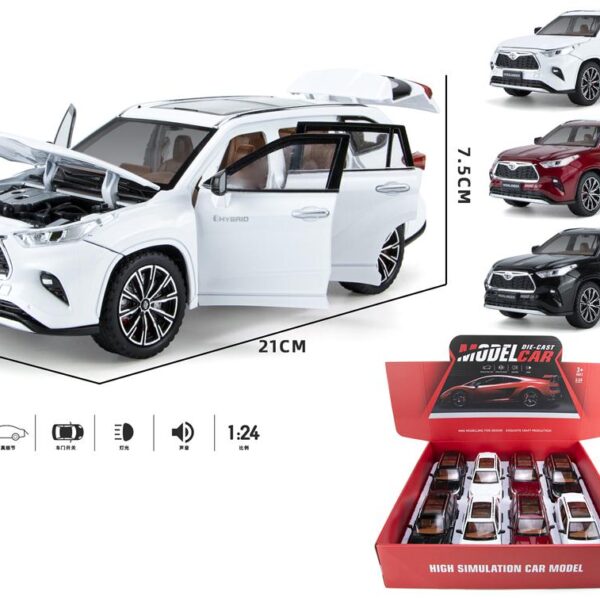 ავტომოდელი(რეპლიკა )TOYOTA HIGHLANDER SUV ხმოვანი და განათებით 1:24