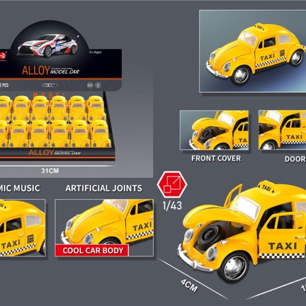 ავტომოდელი(რეპლიკა ) VOLKSWAGON BEETLE YELLOW ხმოვანი და განათებით