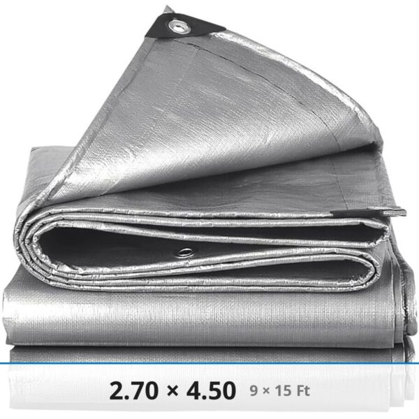 ტენტი ვერცხლისფერი 2.70 × 4.50 მ — სინთეზური წყალგამძლე