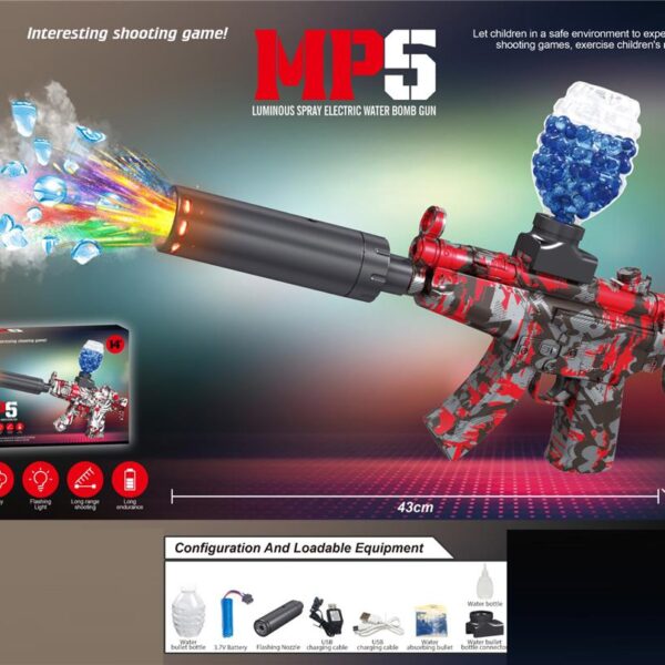 წყლის ბურთულების საშხაპებელი MP5 — შუქითა და USB დამუხტვით