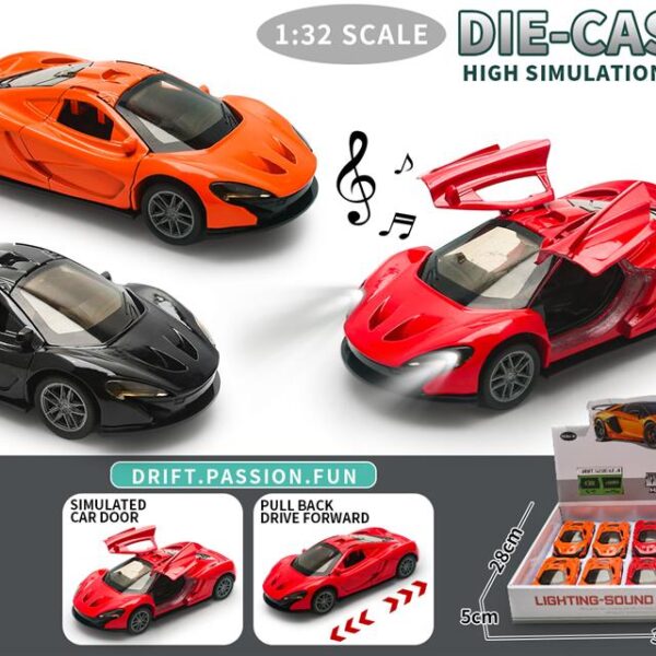 საკოლექციო შენადნობის სუპერკარი 1:32 McLaren P1 სტილში, გახსნადი კარებით